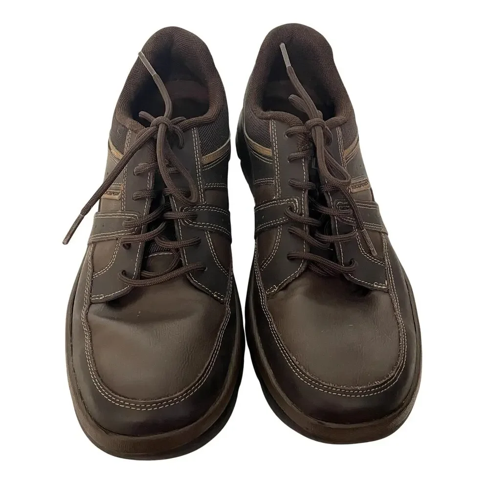 Rockport Mens Comfort Shoes Brown Leather Lace Up Size 10 Get Your Kicks Blucher